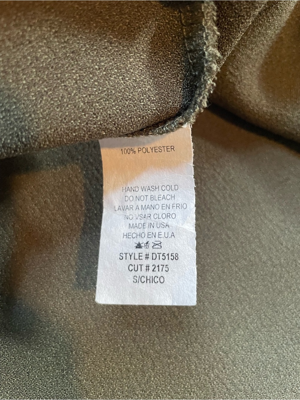 Dark Olive Green Long Sleeve Elastic Waist Dress - Picture 9 of 9